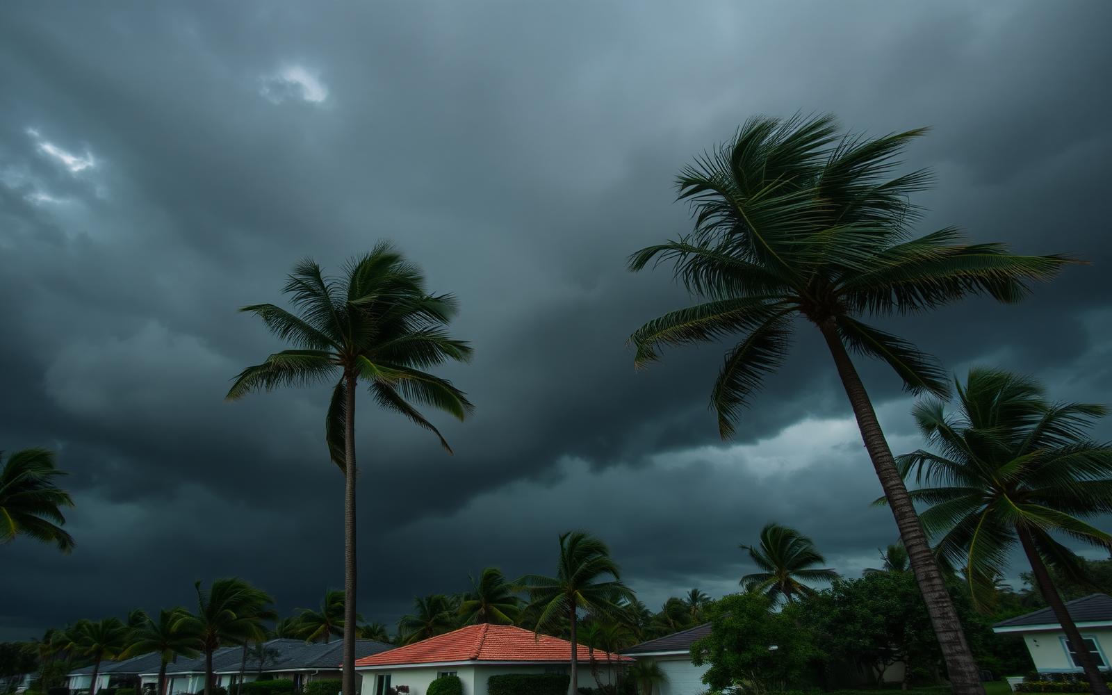 Storm clouds over a South Florida neighborhood